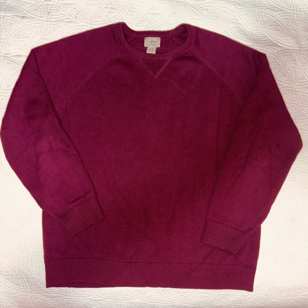 L.L. Bean Cashmere and Cotton Crewneck Sweater  Burgundy XL